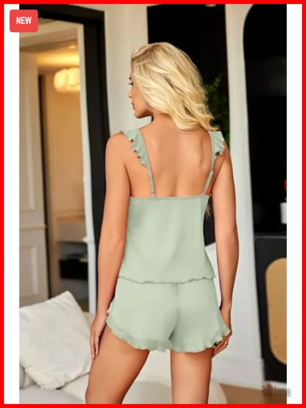 Ruffle Cami & Shorts Pajama Set - Sleeveless Lounge Sleepwear